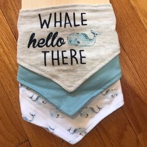 NWT 3 Pack Modern Baby Whale Bandanna Bibs